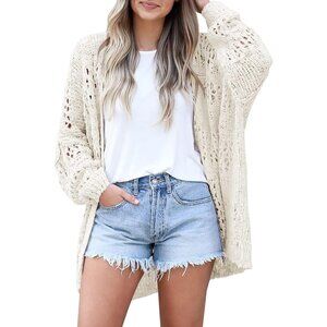 Crochet Cardigan Sweaters for Women Lightweight Open Front Oversized Boho Knit C